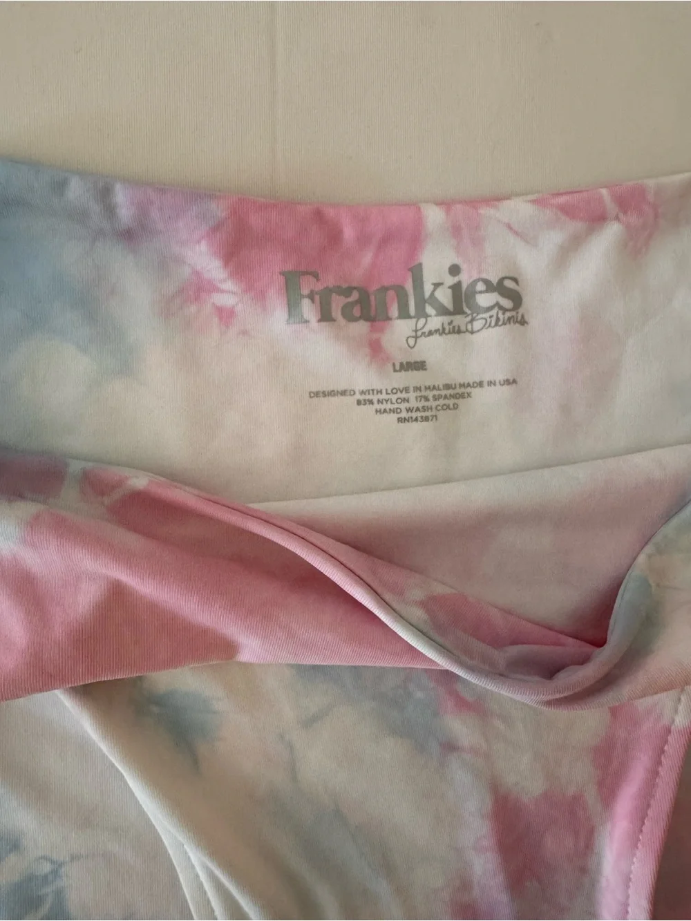 Frankie’s Bikinis Tie-Dye Two Piece Bikini High-Cut - Pink/Blue size L